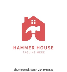 hammer house logo flat design vector