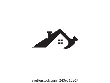 hammer with house logo, repair building house design concept