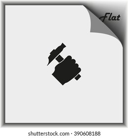 Hammer in the human hand. 