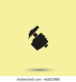 Hammer in the human hand. 