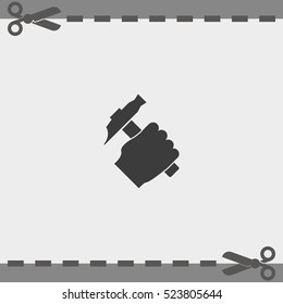 Hammer in the human hand. 