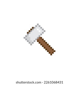 hammer icon 8 bit, pixel art icon  for game  logo. 