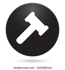 hammer icon, black circle button, vector illustration.