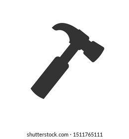 Hammer icon black flat style design. Vector graphic illustration. 
on white background