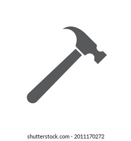 Hammer icon. Black hummer silhouette. Work repair tool. Vector illustration isolated on white.