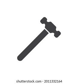 Hammer icon. Black hummer silhouette. Work repair tool. Vector illustration isolated on white.