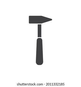 Hammer icon. Black hummer silhouette. Work repair tool. Vector illustration isolated on white.