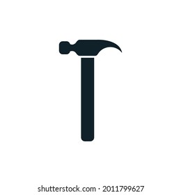 Hammer icon. Black hummer silhouette. Work repair tool. Vector illustration isolated on white.