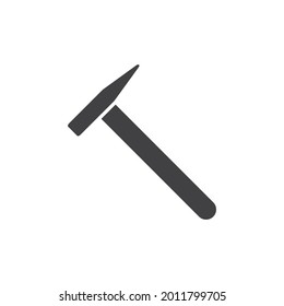 Hammer icon. Black hummer silhouette. Work repair tool. Vector illustration isolated on white.