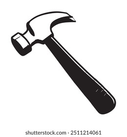 Hammer icon. Black silhouette. Side view. Vector simple flat graphic illustration.
