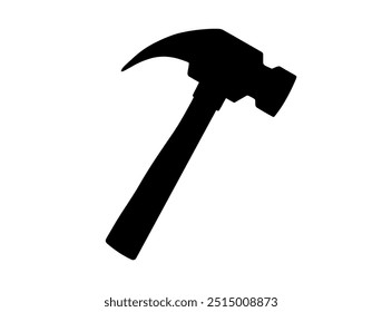 Hammer icon. Hammer black silhouette vector icon. Hammer black and white flat vector icon design. Hammer isolated object on a white background.