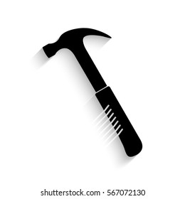 Hammer icon - black vector illustration with  shadow
