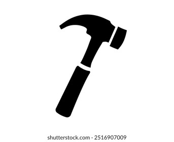 hammer icon, hammer black and white vector illustration in flat style design. Hammer isolated on a white background. Hammer cartoon vector icon, ideal tool for construction and repair