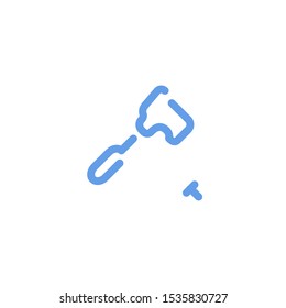Hammer Icon for building, construction, architecture and other with Line style and blue color 