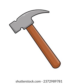 Hammer icon in cartoon style isolated on white background. Tool symbol stock vector illustration.