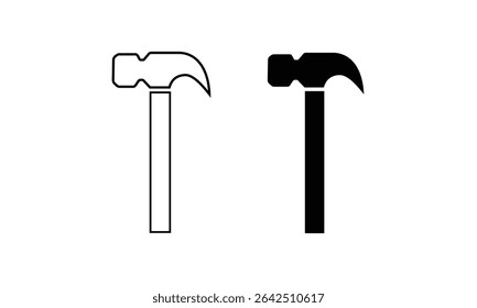 Ícone de martelo. Ícone de vetor de martelo de garra. Ícone de martelo em design de estilo plano na moda. Martelar ícone de vetor de silhueta preta.