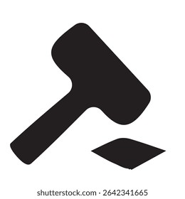 Hammer icon in clean vector style representing tools, construction, and repair. Ideal for handyman, hardware, or building design. Editable Adobe Illustrator EPS file included.