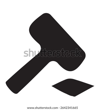 Hammer icon in clean vector style representing tools, construction, and repair. Ideal for handyman, hardware, or building design. Editable Adobe Illustrator EPS file included.
