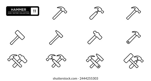 Hammer icon collection, vector icon templates editable and resizable