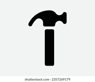 Hammer Icon Construction Work Repair Renovation Building Industrial Industry Job Tool Black White Shape Vector Clipart Graphic Artwork Sign Symbol