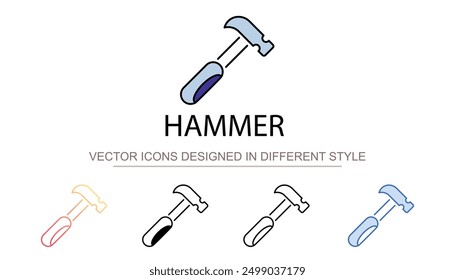 Hammer icon design with white background stock illustration