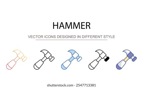 Design de ícone de martelo com ilustração de estoque de fundo branco