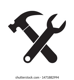 Hammer icon design. Hammer and wrench icon design. Hammer and wrench flat style design. Vector illustration.