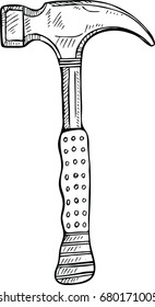 hammer icon in doodle style,vector illustration