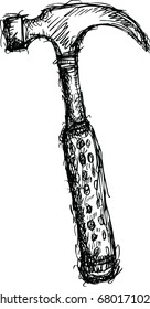 hammer icon in doodle style,vector illustration