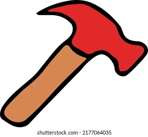 Hammersymbol. Doodle-Vektorgrafik mit Hammer