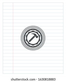 hammer icon drawn in pencil. Vector Illustration. Detailed.