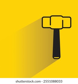 hammer icon with drop shadow on yellow background