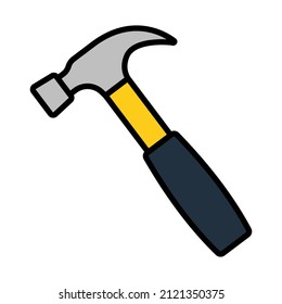 Hammer Icon. Editable Bold Outline With Color Fill Design. Vector Illustration.