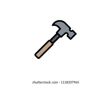 Hammer icon, filled line icon