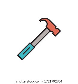 hammer icon filled outline vector. isolated on white background