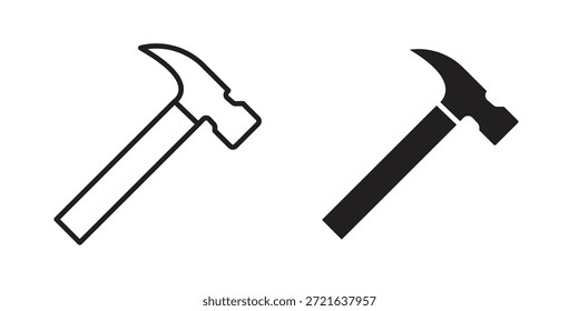 Icono de martillo en línea delgada y rellena, estilo de trazo para Sitio web y App