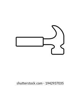 icono de martillo en estilo de línea negra plana, aislado en fondo blanco 