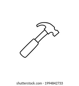 icono de martillo en estilo de línea negra plana, aislado en fondo blanco 
