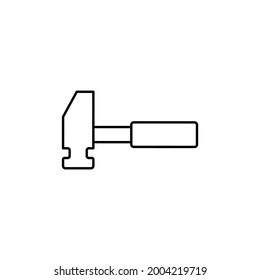 Icono de martillo en estilo de línea negra plana, aislado en fondo blanco 