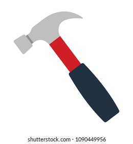 Hammer icon. Flat color design. Vector illustration.