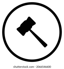 hammer Icon. Flat style Circle Shape isolated on white background. Vector illustration