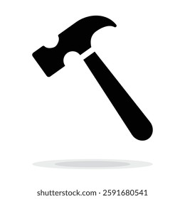 Hammer Icon in flat style isolated on white background. Hammer black silhouette for web, app, logo, UI.tool for industrial workers. Equipment for repair and reconstruction. Vector illustration, EPS10