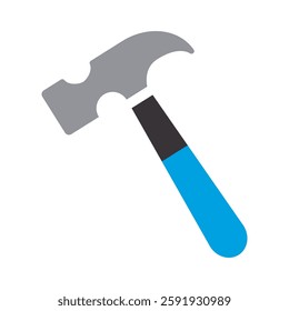 Hammer Icon in flat style isolated on white background. Colorful Hammer for web, app, logo, UI.tool for industrial workers. Equipment for repair and reconstruction. Vector illustration, EPS10