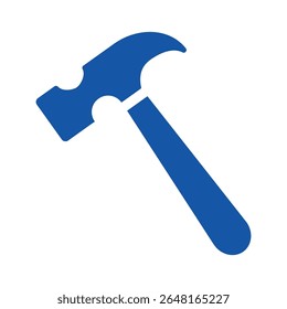 Hammer Icon in flat style isolated on white background. Blue Hammer for web, app, logo, UI.tool for industrial workers. Equipment for repair and reconstruction. Vector illustration, EPS10