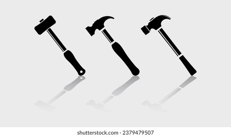 hammer icon in flat style on white background vector,vector illustration