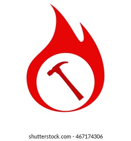 Hammer icon flat style stock vector illustration