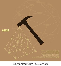 Hammer icon flat style stock vector illustration