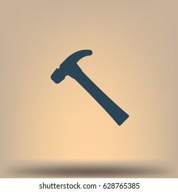 Hammer icon flat style stock vector illustration