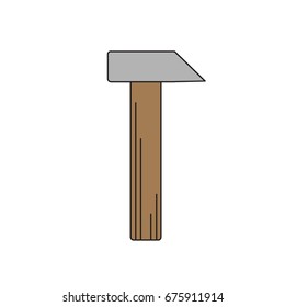 Hammer icon in flat style for web, print and creative design. Vector illustration. Isolated on white