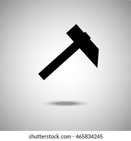 Hammer icon. Flat style.Grey background. Vector illustration.
